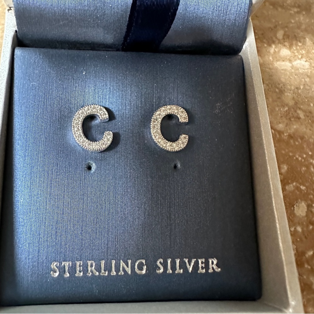 🆕 Contessa Di Capri Sterling Silver “C” Stud Earrings